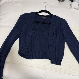 2 piece (tank and cardigan) navy knit set #y2k